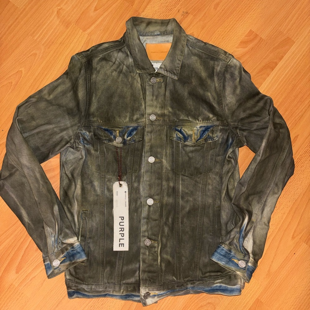 Purple Brand Dirty Resin Distressed Denim Jacket Size M